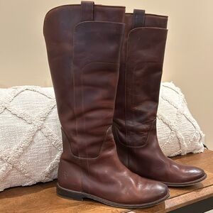 Frye Paige Leather Tall Riding Boots Cognac